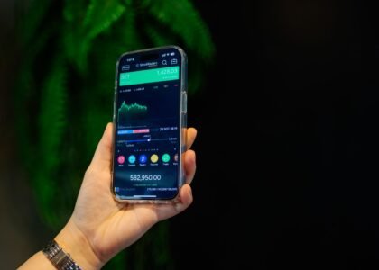 Smartphone displaying a crypto trading app screen