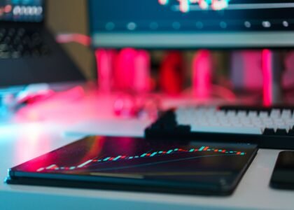 Digital trading workspace with charts representing crypto wallet tracking tools