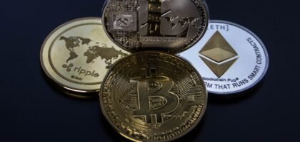 Bitcoin, Ethereum, Litecoin, and Ripple XRP cryptocurrency coins