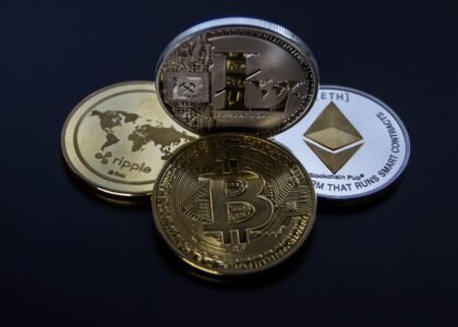 Bitcoin, Ethereum, Litecoin, and Ripple XRP cryptocurrency coins
